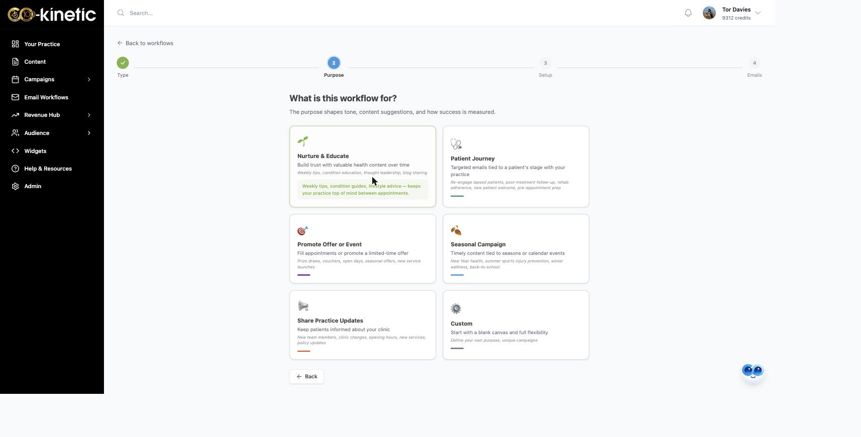 What is this workflow for? The six purpose cards